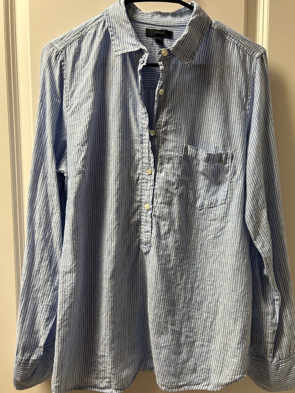 J.Crew Striped Linen Popover Sz 10